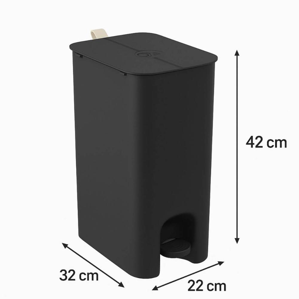 Lixeira 20L com Pedal Tampa Borboleta Banheiro Preto Coza Abertura Dupla Alça
