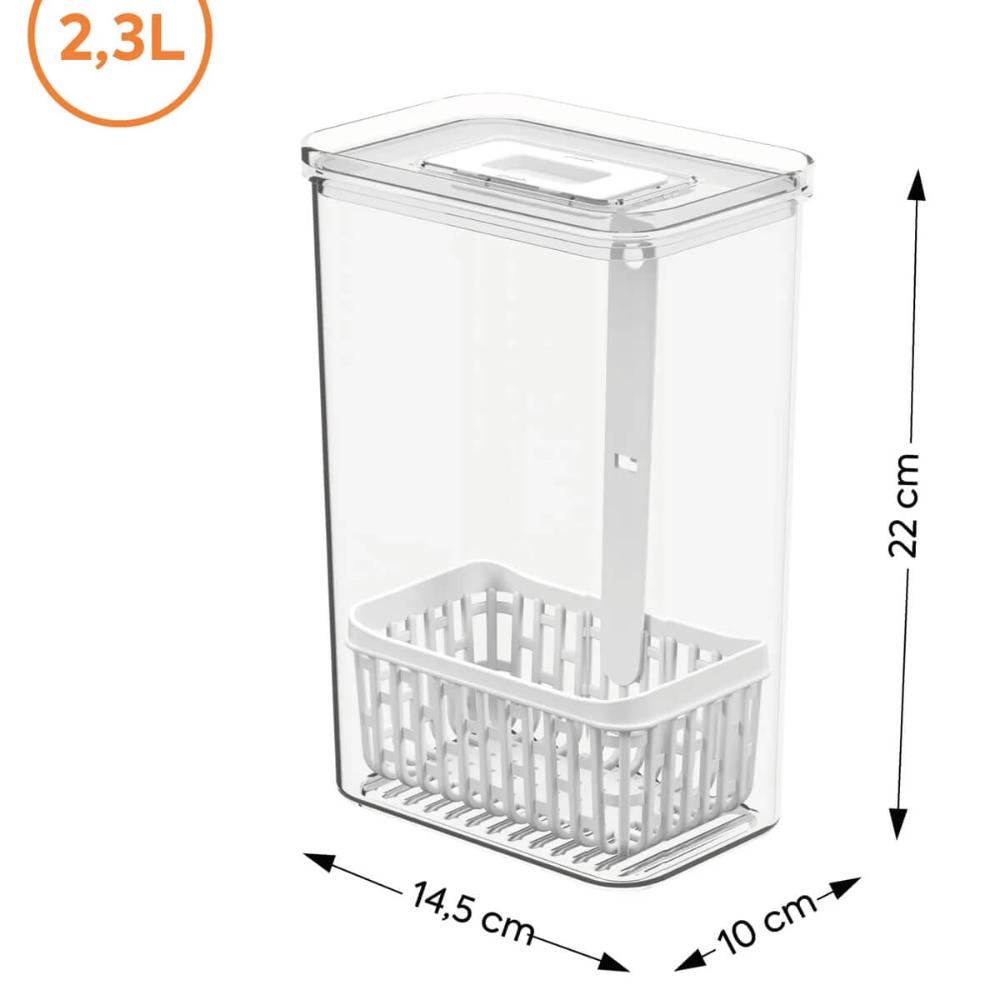 Organizador De Temperos para Geladeira Dry 2,3l Plástico Cesto Interno Conservador