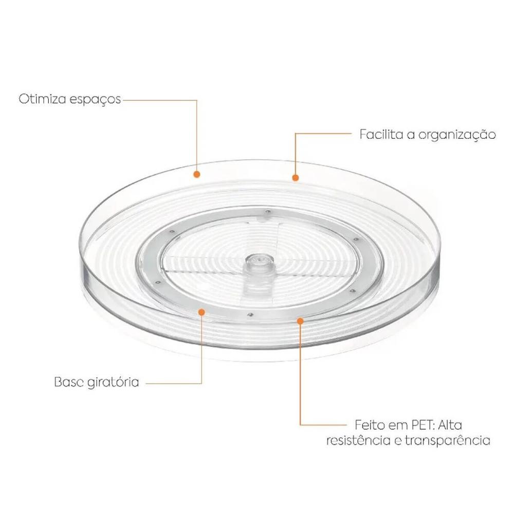 Organizador Giratório Multiuso Incolor 29x3cm Dry Coza Tempe