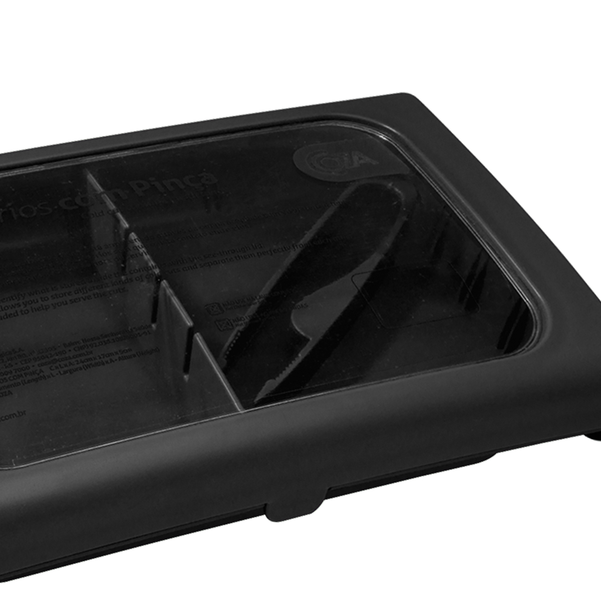 Porta Frios Com Pinça e Tampa Porta Queijos Fatiados Coza PP  Preto