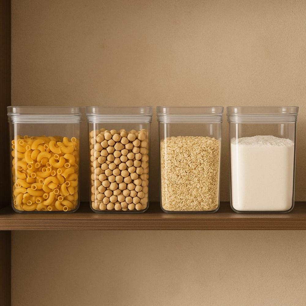Pote Quadrado 1,4L Porta Mantimentos Farinha Trigo Açúcar Organizador Condimentos Cinquetti