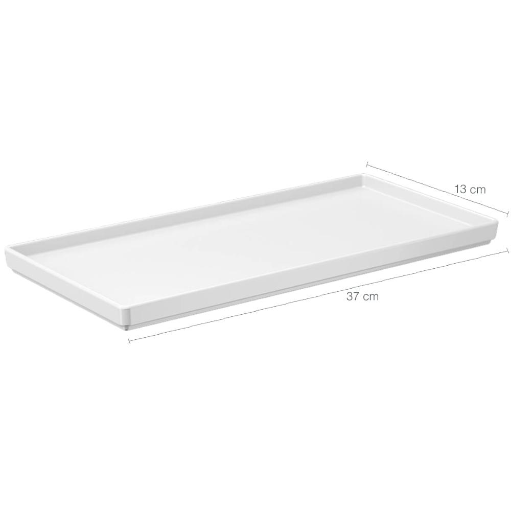 Prato Retangular Servir Petiscos 27x13cm Comida Japonesa Branca Bandeja Decorativa Uno Coza Plástica