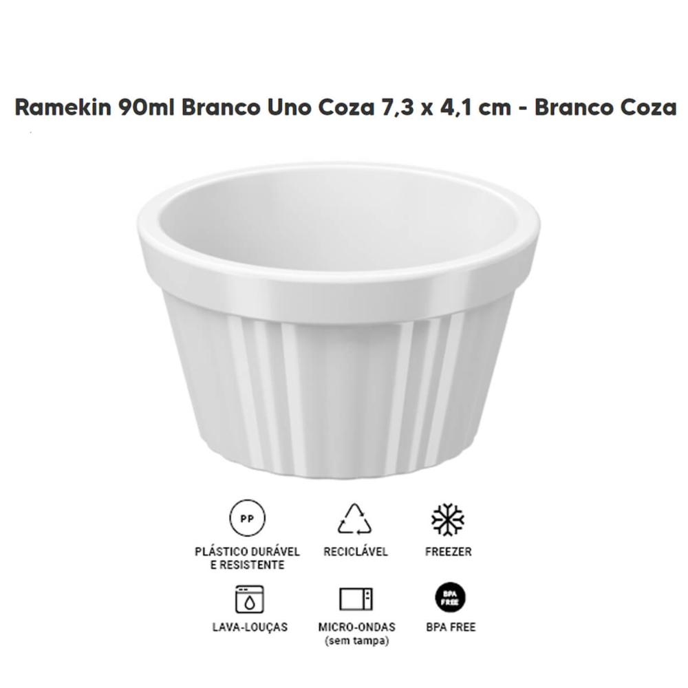 Ramekin Branco Canelado 90ml Pote Bowl Pequeno 7,3cm Uno Coz