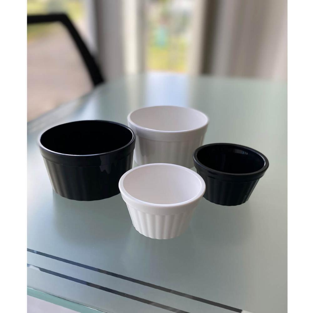 Ramequim de Plástico Preto Canelado 90ml Potinho Pequeno 7,3