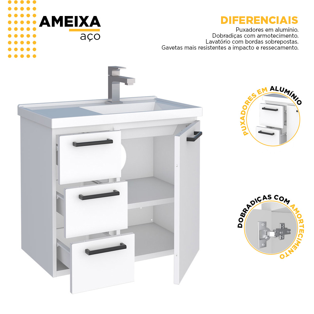 Gabinete em Aço para Banheiro 60 Ameixa - Cozimax