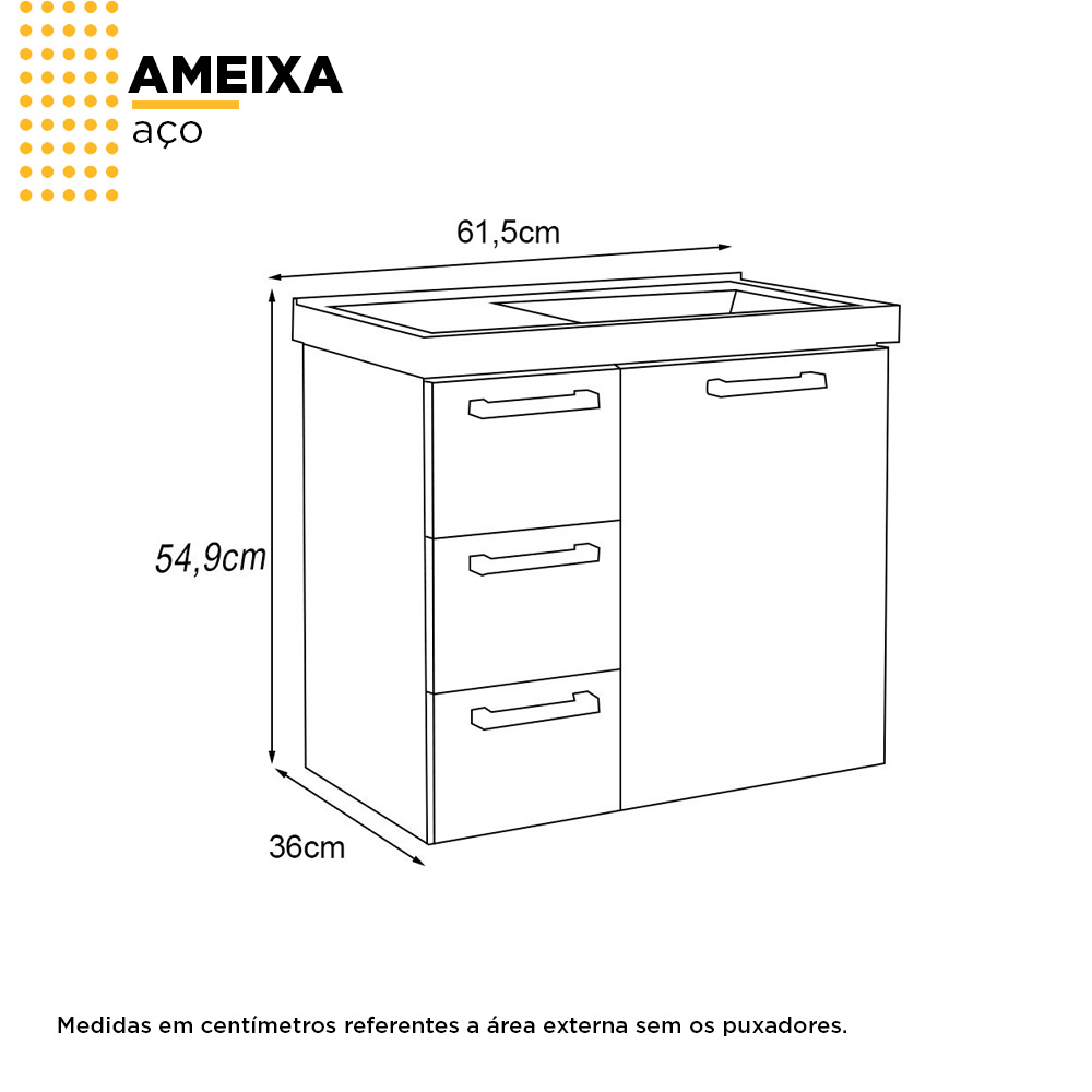 Gabinete em Aço para Banheiro 60 Ameixa - Cozimax