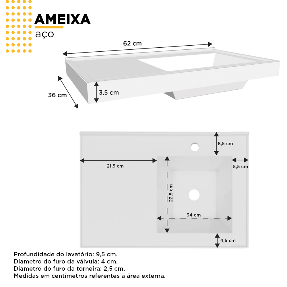 Gabinete em Aço para Banheiro 60 Ameixa - Cozimax