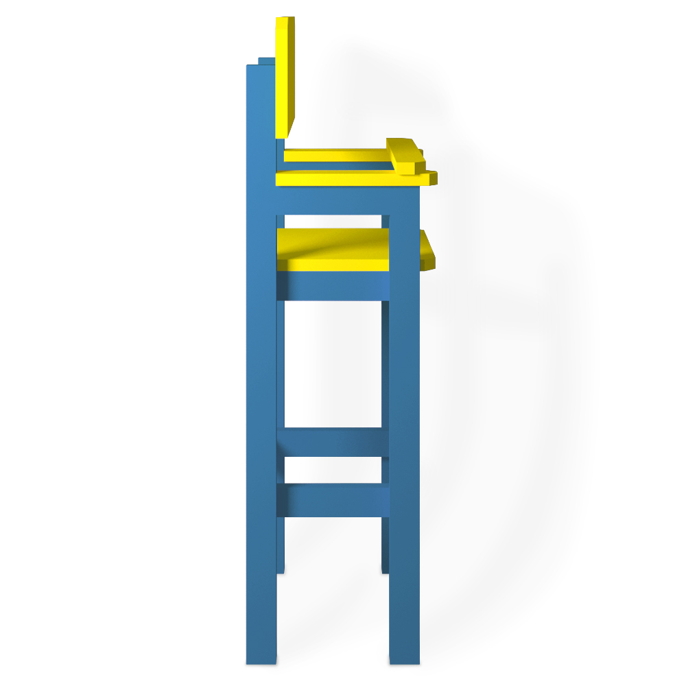 Cadeira Alta Refeição Infantil Criança Restaurante Lanchonete MDF Azul Claro/Amarelo L12