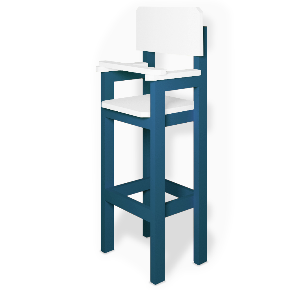 Cadeira Alta Refeição Infantil Criança Restaurante Lanchonete MDF Azul/Branco L12