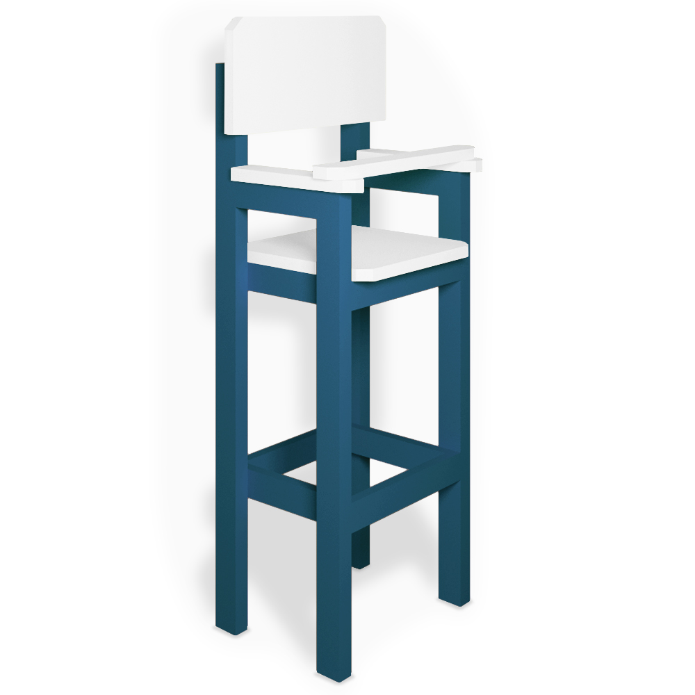 Cadeira Alta Refeição Infantil Criança Restaurante Lanchonete MDF Azul/Branco L12