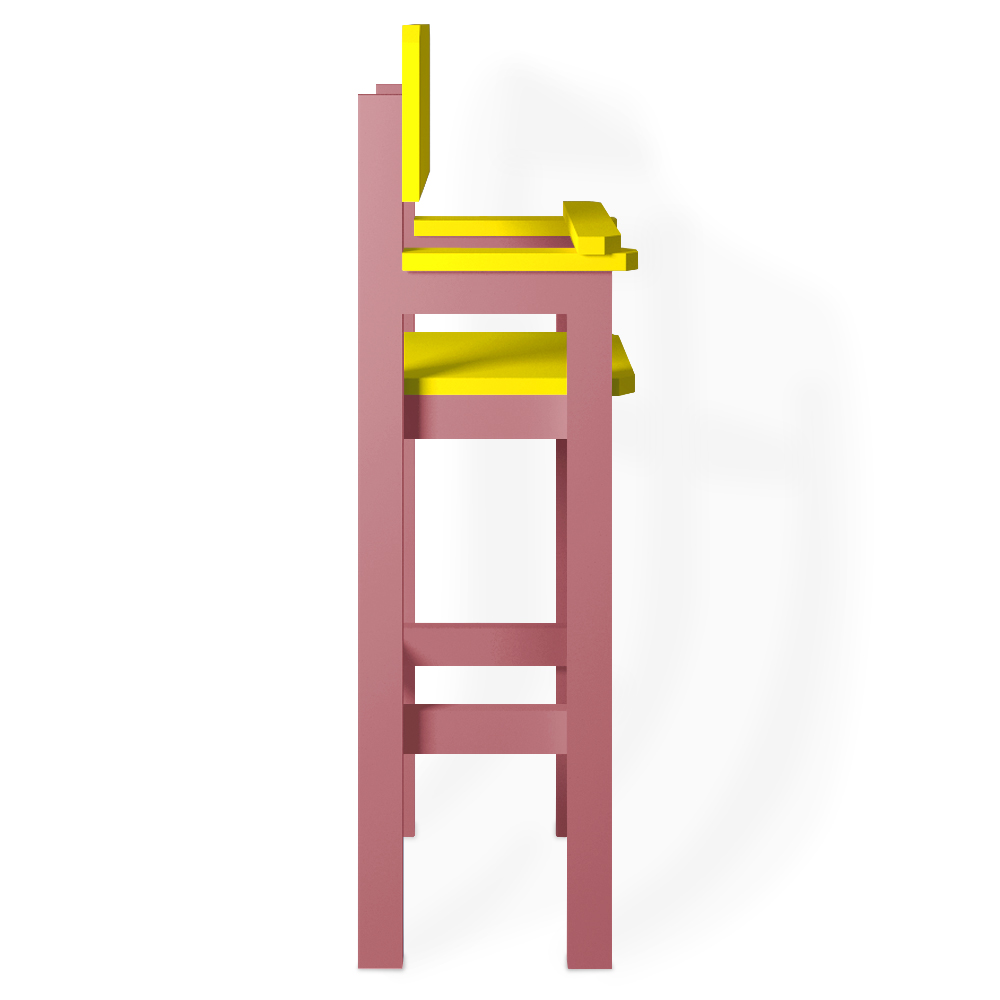 Cadeira Alta Refeição Infantil Criança Restaurante Lanchonete MDF Rosa/Amarelo L12