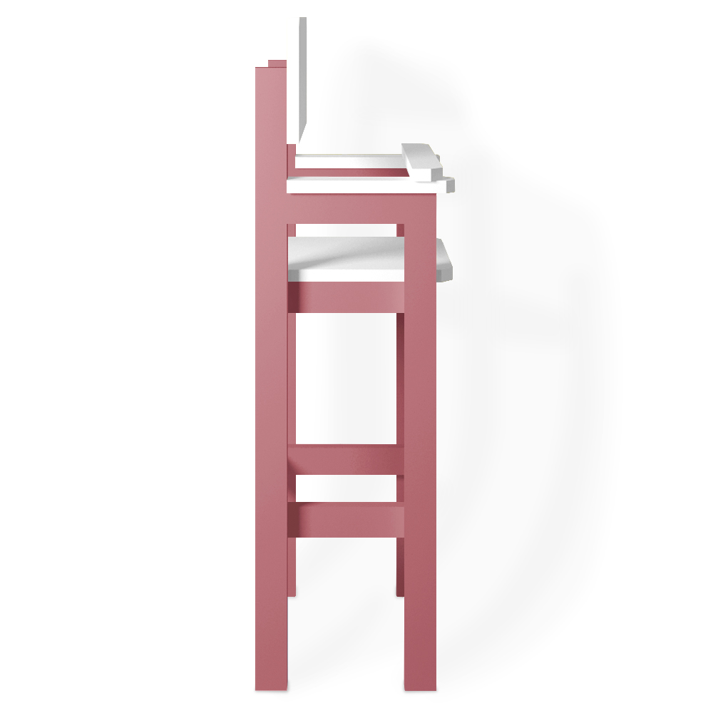 Cadeira Alta Refeição Infantil Criança Restaurante Lanchonete MDF Rosa/Branco L12