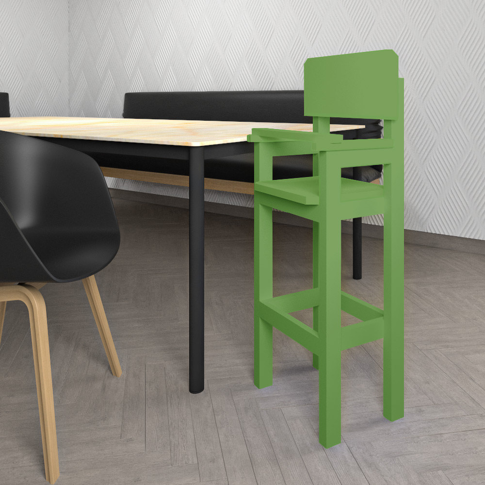 Cadeira Alta Refeição Infantil Criança Restaurante Lanchonete MDF Verde L12