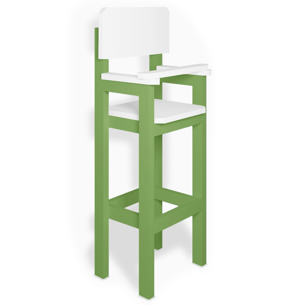 Cadeira Alta Refeição Infantil Criança Restaurante Lanchonete MDF Verde/Branco L12