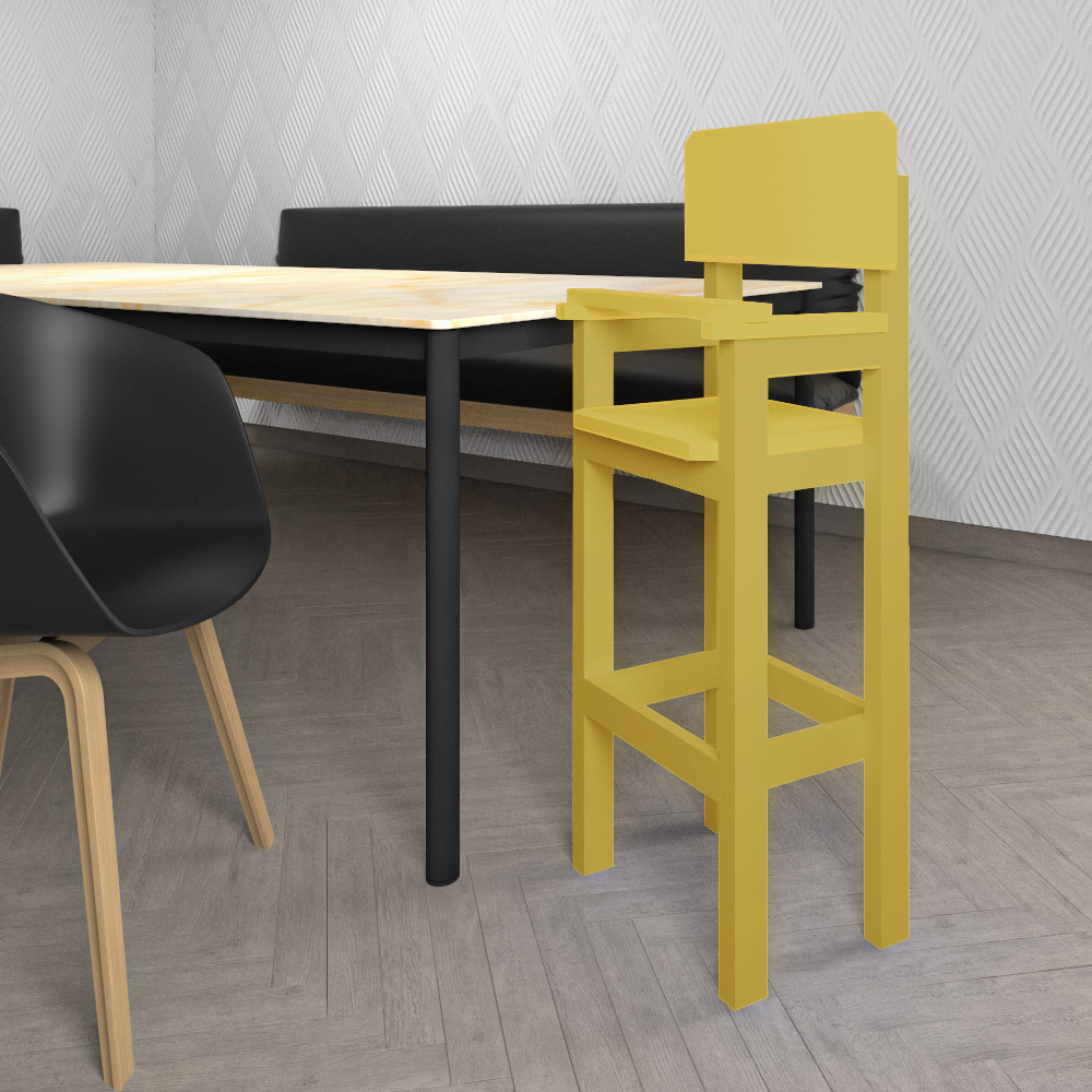 Kit 2 Cadeiras Alta Refeição Infantil Criança Restaurante Lanchonete MDF Amarelo Mel L12