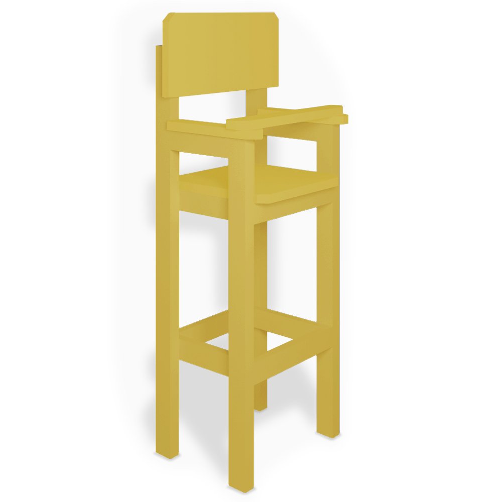 Kit 2 Cadeiras Alta Refeição Infantil Criança Restaurante Lanchonete MDF Amarelo Mel L12