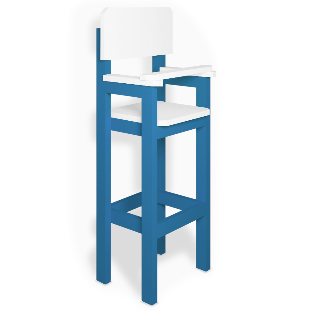 Kit 2 Cadeiras Alta Refeição Infantil Criança Restaurante Lanchonete MDF Azul Claro/Branco L12