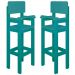 Kit 2 Cadeiras Alta Refeição Infantil Criança Restaurante Lanchonete MDF Azul Turquesa L12