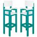 Kit 2 Cadeiras Alta Refeição Infantil Criança Restaurante Lanchonete MDF Azul Turquesa/Branco L12