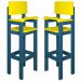 Kit 2 Cadeiras Alta Refeição Infantil Criança Restaurante Lanchonete MDF Azul/Amarelo L12