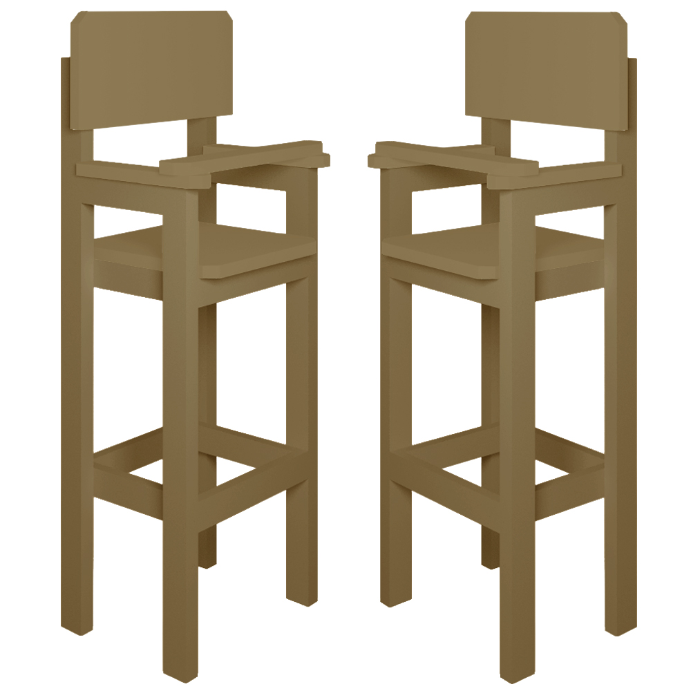 Kit 2 Cadeiras Alta Refeição Infantil Criança Restaurante Lanchonete MDF Bege L12