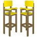 Kit 2 Cadeiras Alta Refeição Infantil Criança Restaurante Lanchonete MDF Bege/Amarelo L12