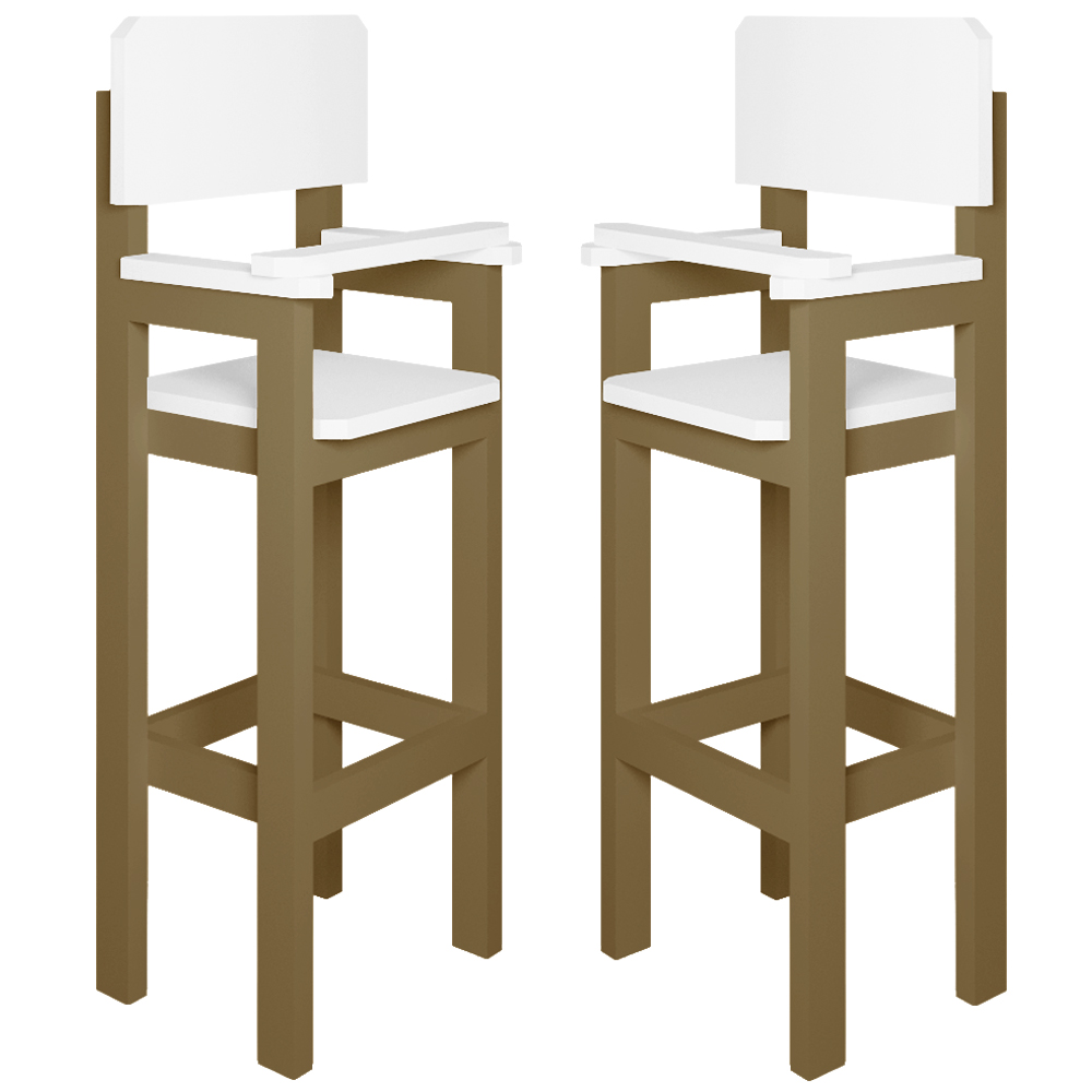 Kit 2 Cadeiras Alta Refeição Infantil Criança Restaurante Lanchonete MDF Bege/Branco L12