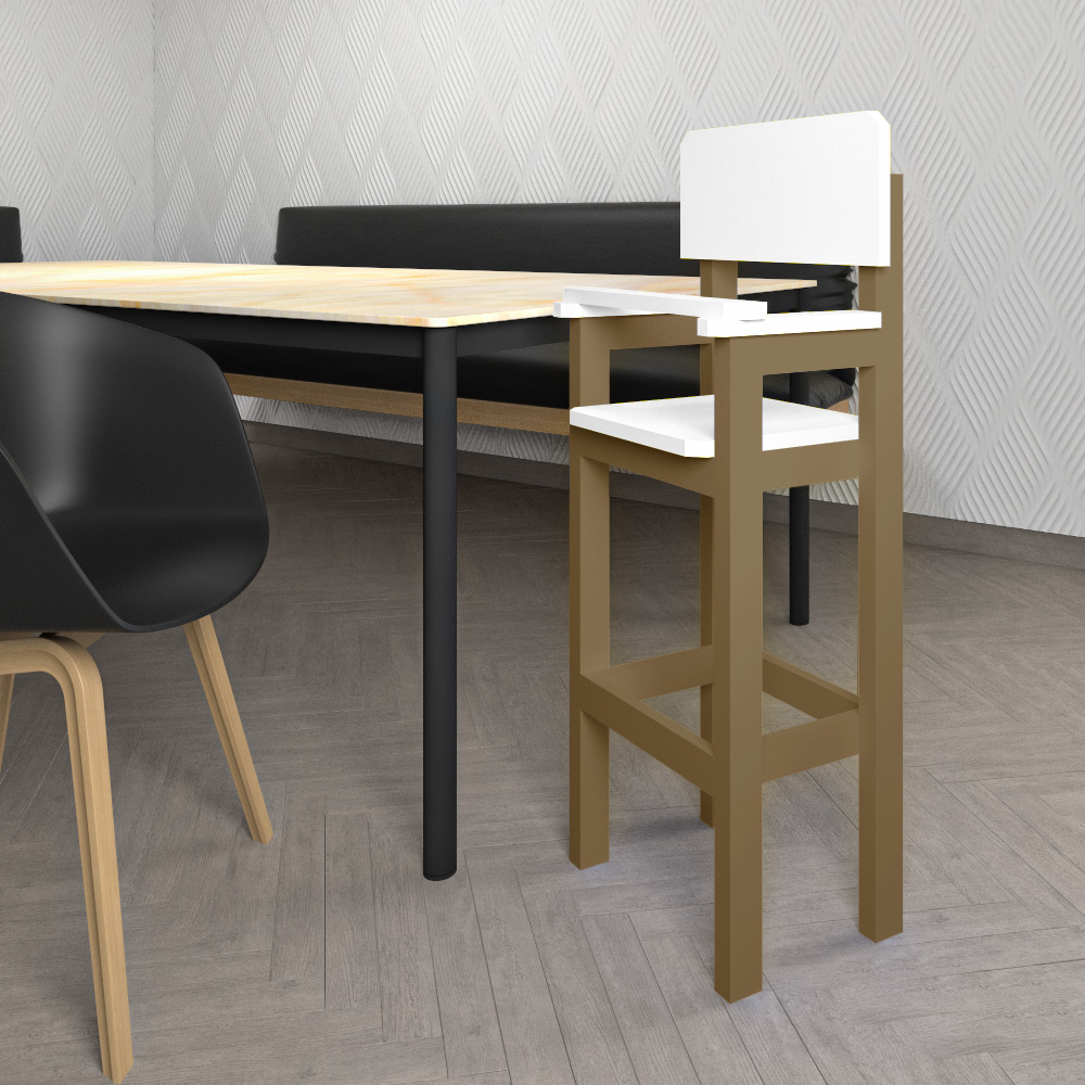 Kit 2 Cadeiras Alta Refeição Infantil Criança Restaurante Lanchonete MDF Bege/Branco L12