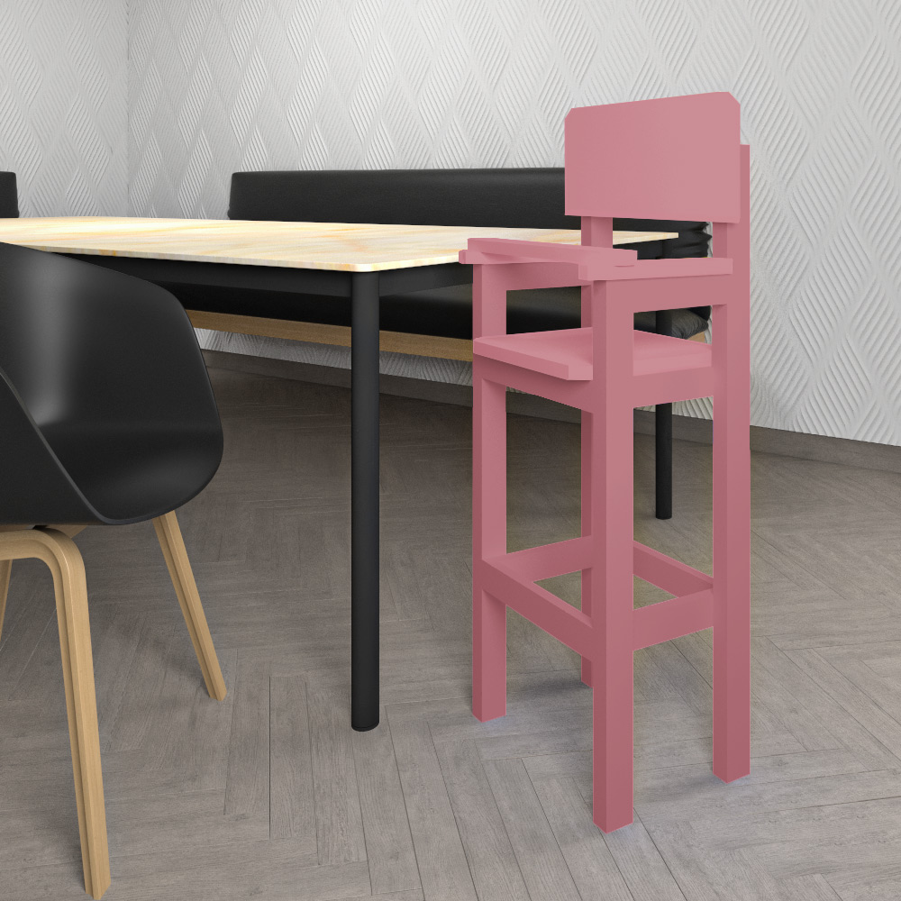 Kit 2 Cadeiras Alta Refeição Infantil Criança Restaurante Lanchonete MDF Rosa L12