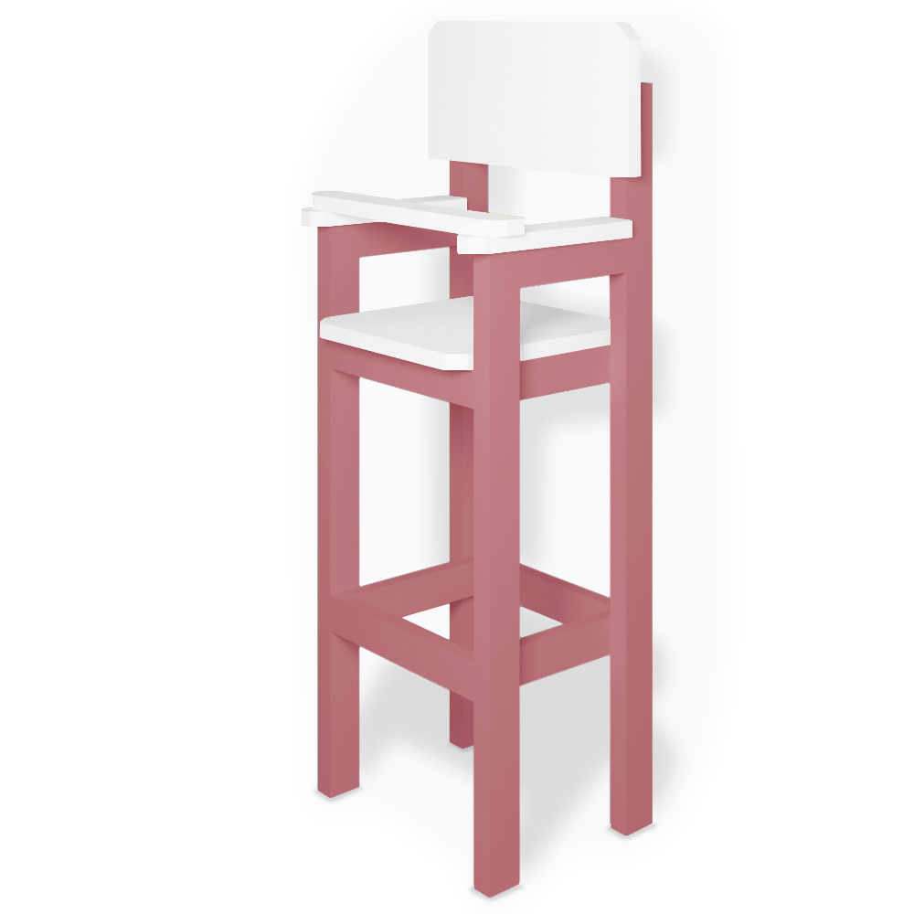 Kit 2 Cadeiras Alta Refeição Infantil Criança Restaurante Lanchonete MDF Rosa/Branco L12