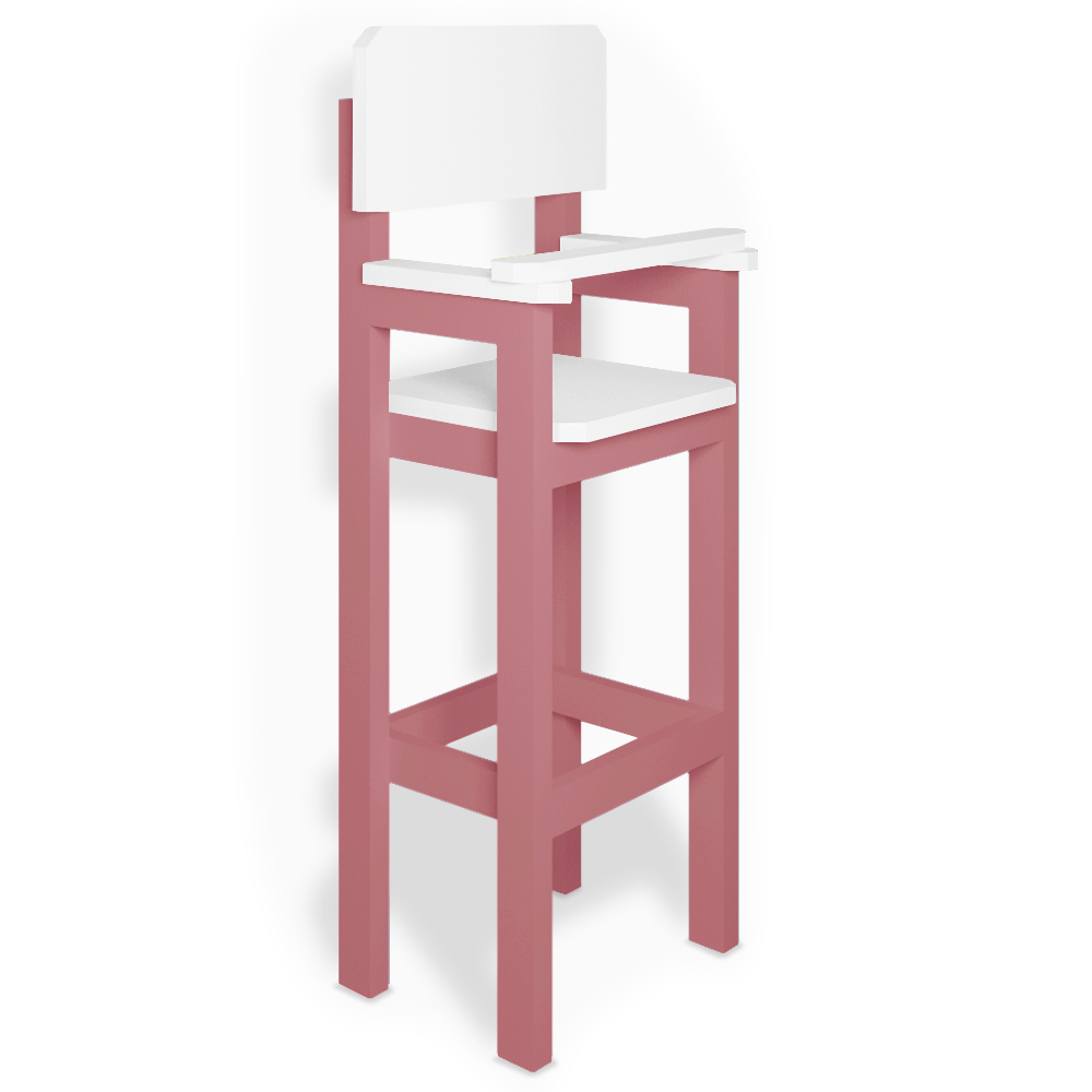 Kit 2 Cadeiras Alta Refeição Infantil Criança Restaurante Lanchonete MDF Rosa/Branco L12