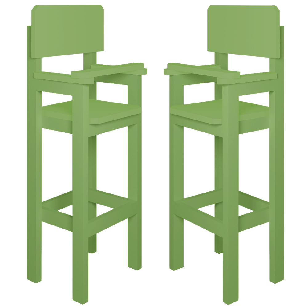 Kit 2 Cadeiras Alta Refeição Infantil Criança Restaurante Lanchonete MDF Verde L12