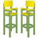 Kit 2 Cadeiras Alta Refeição Infantil Criança Restaurante Lanchonete MDF Verde/Amarelo L12