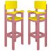Kit 2Cadeiras Alta Refeição Infantil Criança Restaurante Lanchonete MDF Rosa/Amarelo L12