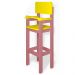 Kit 2Cadeiras Alta Refeição Infantil Criança Restaurante Lanchonete MDF Rosa/Amarelo L12