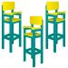 Kit 3 Cadeiras Alta Refeição Infantil Criança Restaurante Lanchonete MDF Azul Turquesa/Amarelo L12