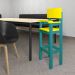 Kit 3 Cadeiras Alta Refeição Infantil Criança Restaurante Lanchonete MDF Azul Turquesa/Amarelo L12