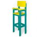 Kit 3 Cadeiras Alta Refeição Infantil Criança Restaurante Lanchonete MDF Azul Turquesa/Amarelo L12