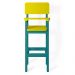 Kit 3 Cadeiras Alta Refeição Infantil Criança Restaurante Lanchonete MDF Azul Turquesa/Amarelo L12