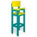 Kit 3 Cadeiras Alta Refeição Infantil Criança Restaurante Lanchonete MDF Azul Turquesa/Amarelo L12