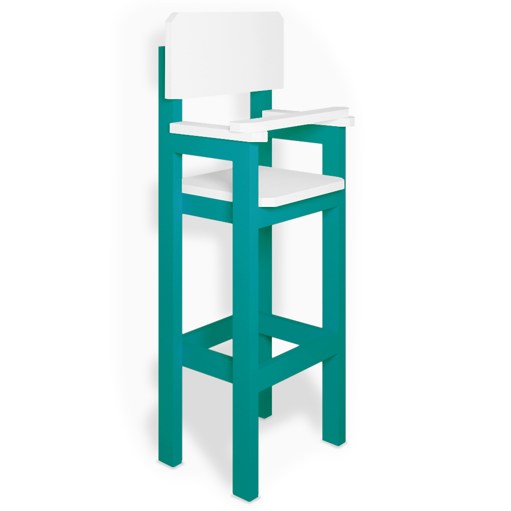 Kit 3 Cadeiras Alta Refeição Infantil Criança Restaurante Lanchonete MDF Azul Turquesa/Branco L12