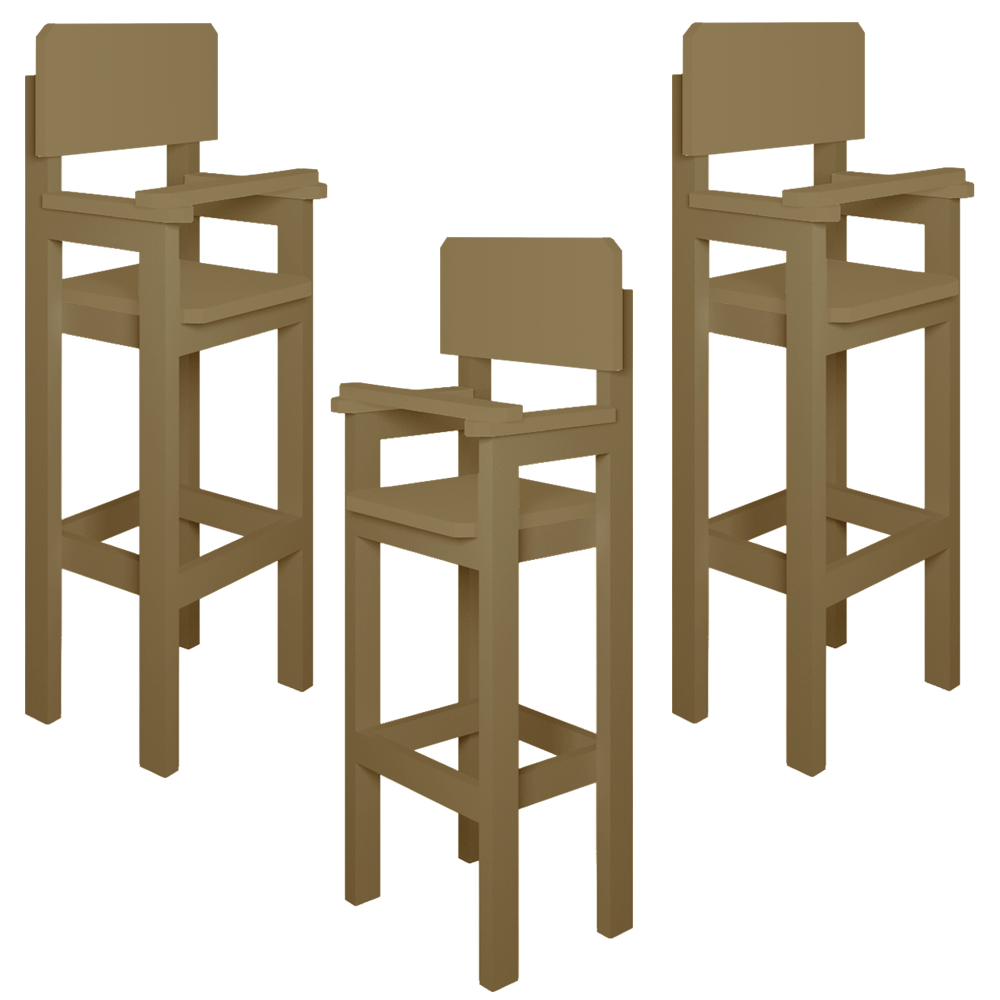 Kit 3 Cadeiras Alta Refeição Infantil Criança Restaurante Lanchonete MDF Bege L12