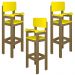 Kit 3 Cadeiras Alta Refeição Infantil Criança Restaurante Lanchonete MDF Bege/Amarelo L12
