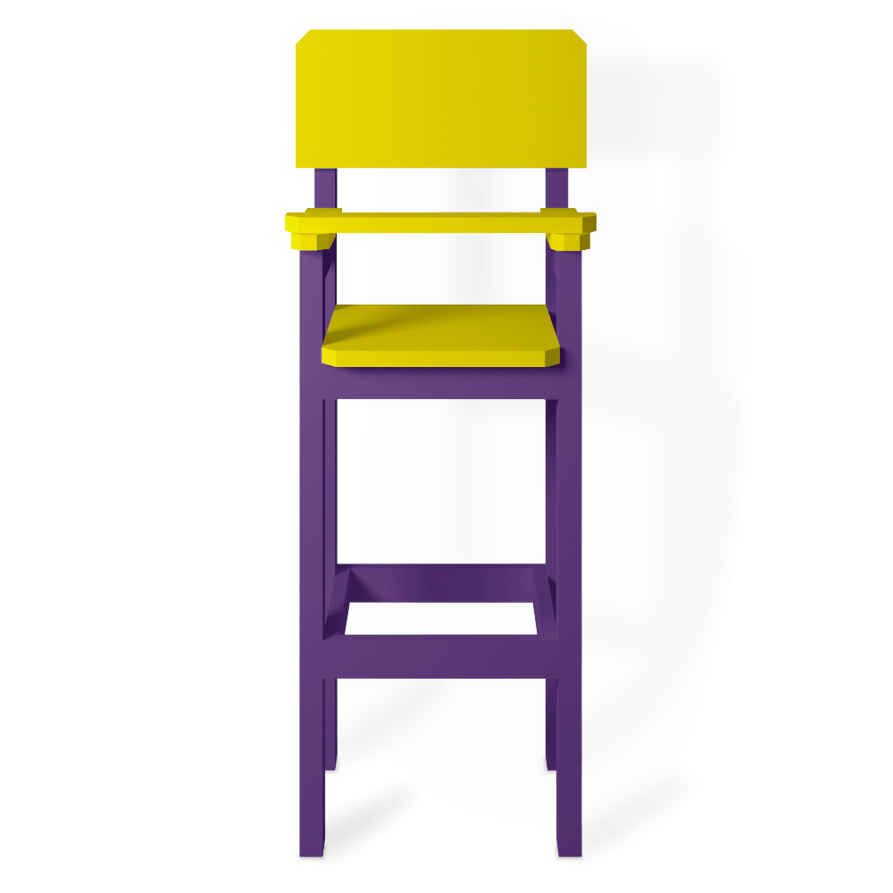 Kit 3 Cadeiras Alta Refeição Infantil Criança Restaurante Lanchonete MDF Lilás/Amarelo L12