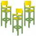 Kit 3 Cadeiras Alta Refeição Infantil Criança Restaurante Lanchonete MDF Verde/Amarelo L12