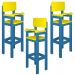 Kit 3 Cadeirass Alta Refeição Infantil Criança Restaurante Lanchonete MDF Azul Claro/Amarelo L12
