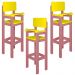 Kit 3Cadeiras Alta Refeição Infantil Criança Restaurante Lanchonete MDF Rosa/Amarelo L12