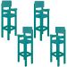 Kit 4 Cadeiras Alta Refeição Infantil Criança Restaurante Lanchonete MDF Azul Turquesa L12