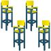 Kit 4 Cadeiras Alta Refeição Infantil Criança Restaurante Lanchonete MDF Azul/Amarelo L12