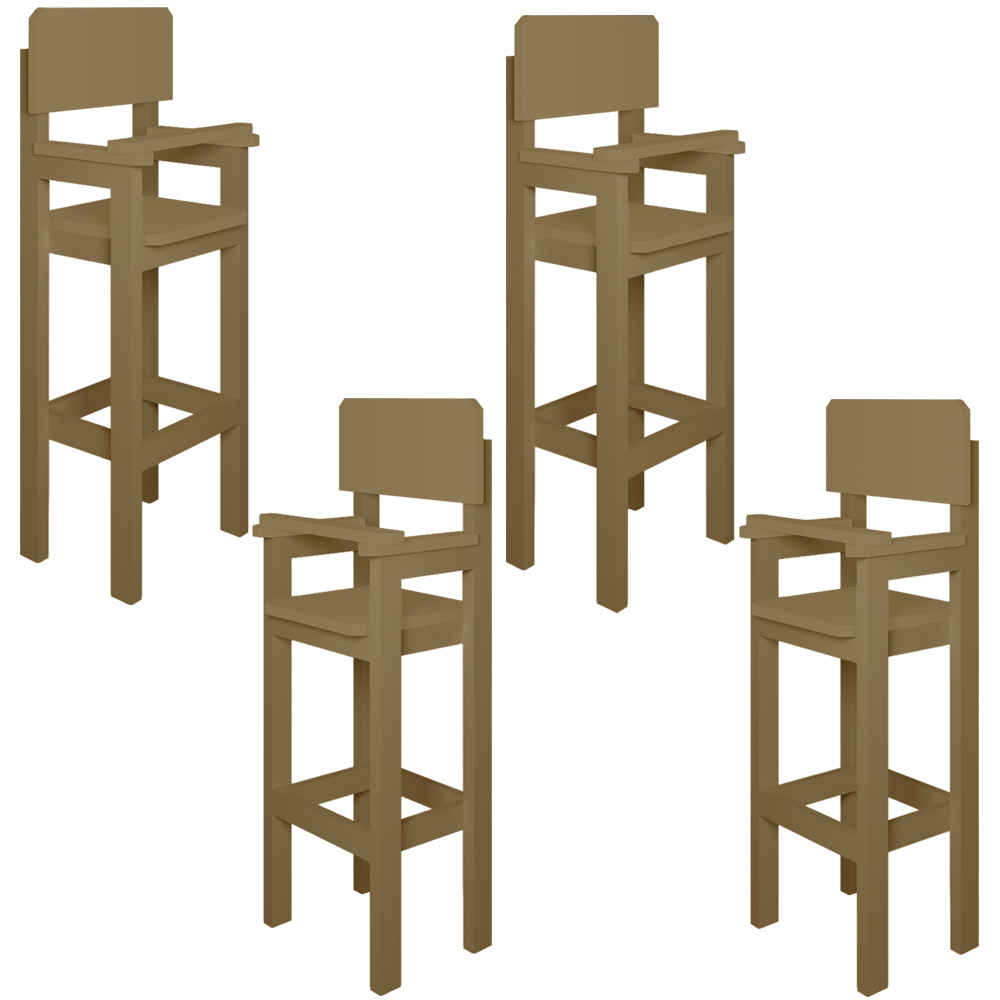 Kit 4 Cadeiras Alta Refeição Infantil Criança Restaurante Lanchonete MDF Bege L12